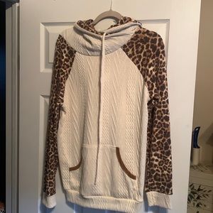 Cream and leopard pullover